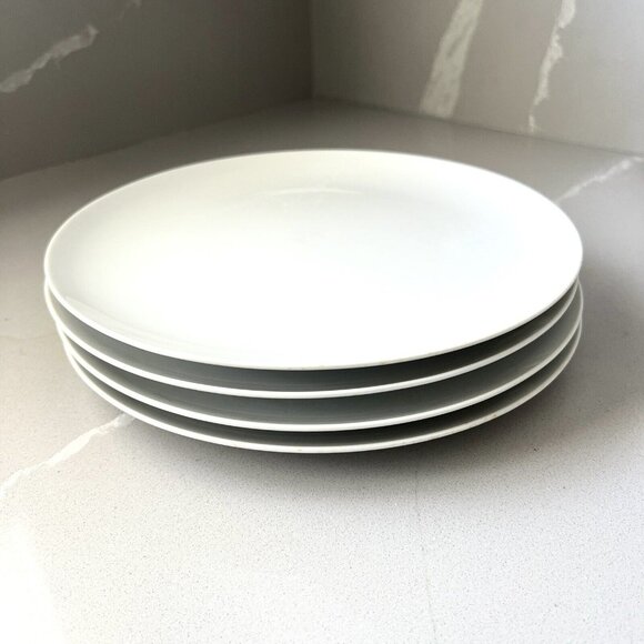 Pottery Barn Set of 4 Mason? Stoneware Dinner Plates Glossy White 10.75" Diam - Picture 1 of 7